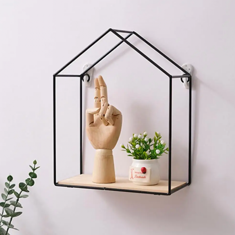 Double Layer Wooden Wall Shelf