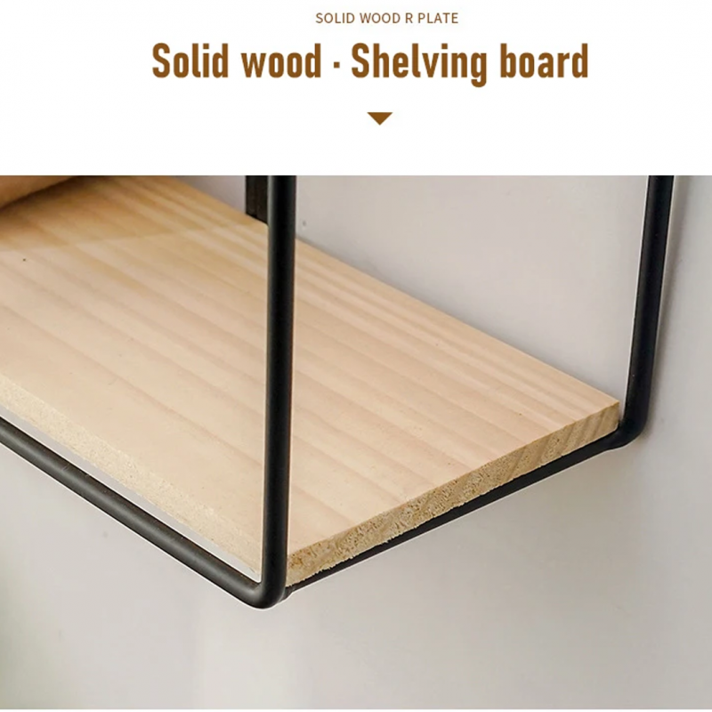 Double Layer Wooden Wall Shelf