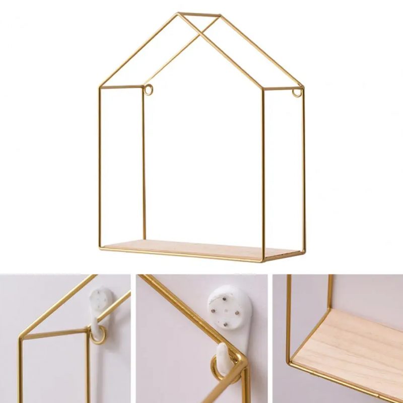 Double Layer Wooden Wall Shelf