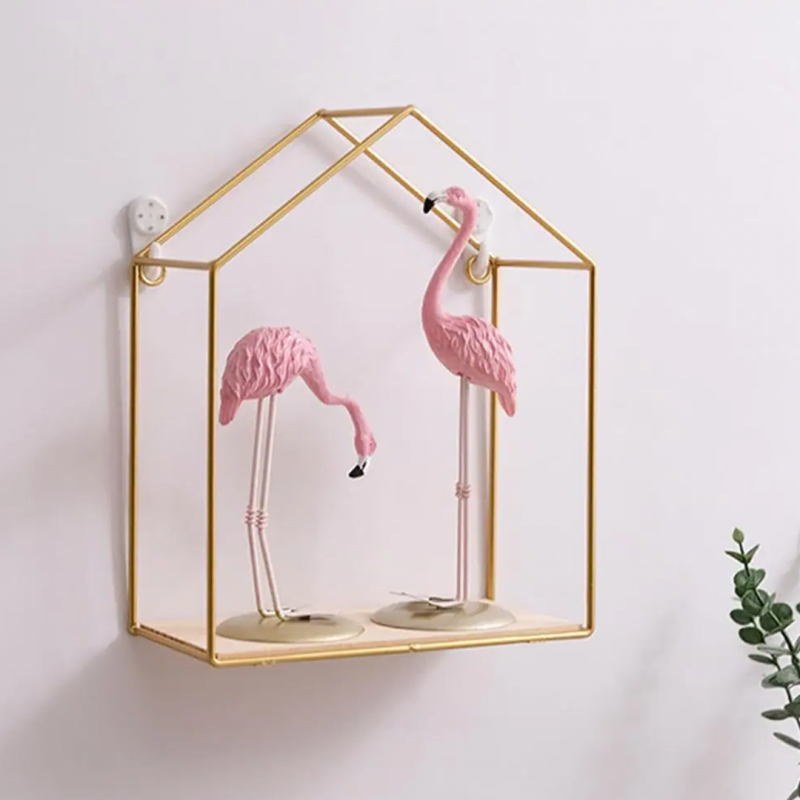 Double Layer Wooden Wall Shelf